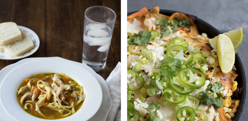 A pasta soup and enchilada bake A pasta soup and enchilada bake