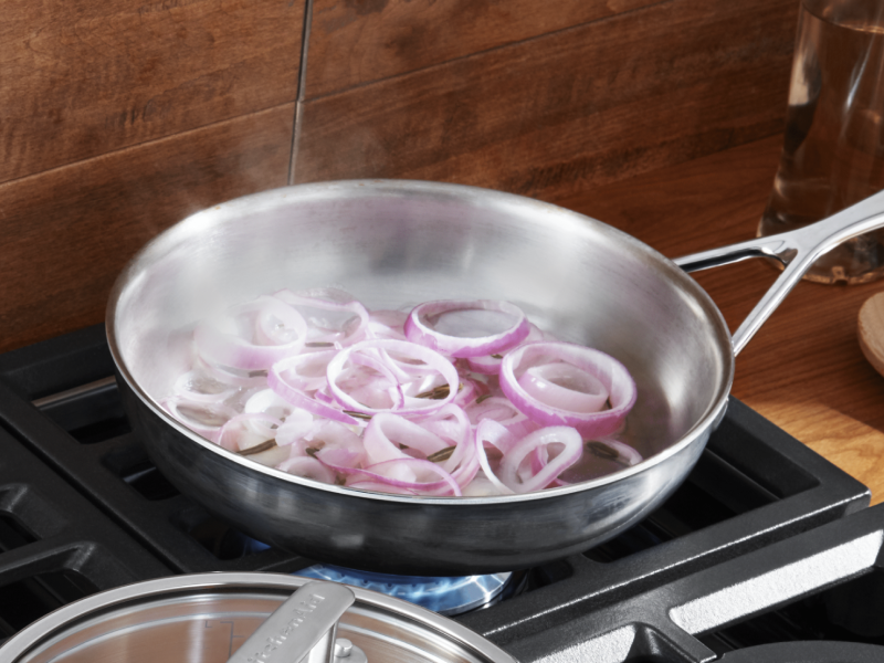 Onions cooking in a pan