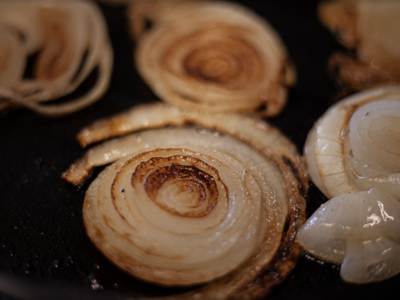 Lightly caramelized onions