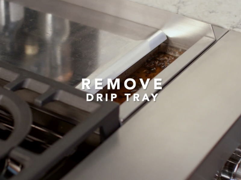 View of griddle drip tray 