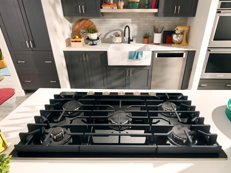 Gas stovetop in an island Gas stovetop in an island