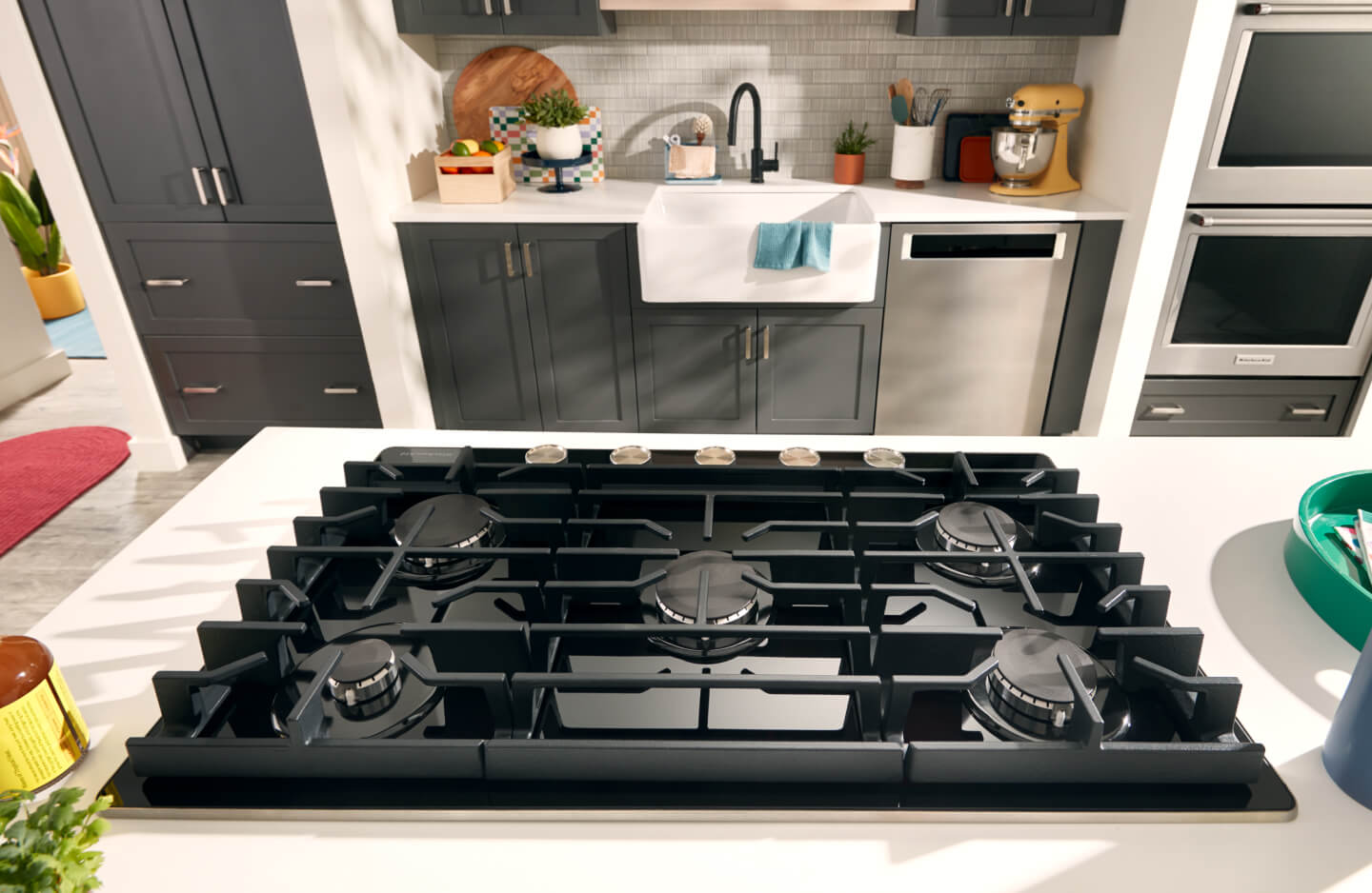 Gas stovetop in an island Gas stovetop in an island