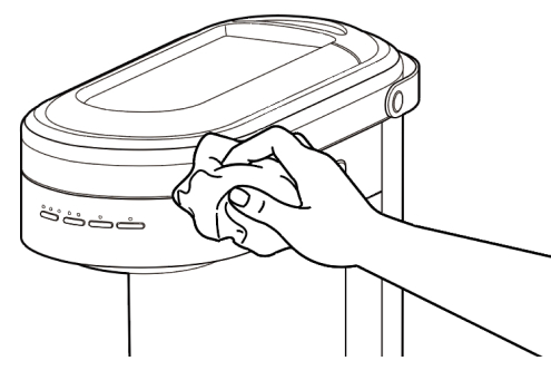 Hand wiping espresso machine with soft cloth