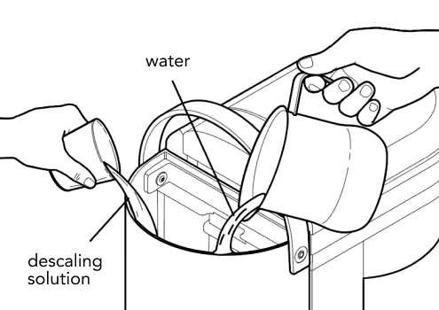 Hand pouring water into a water tank