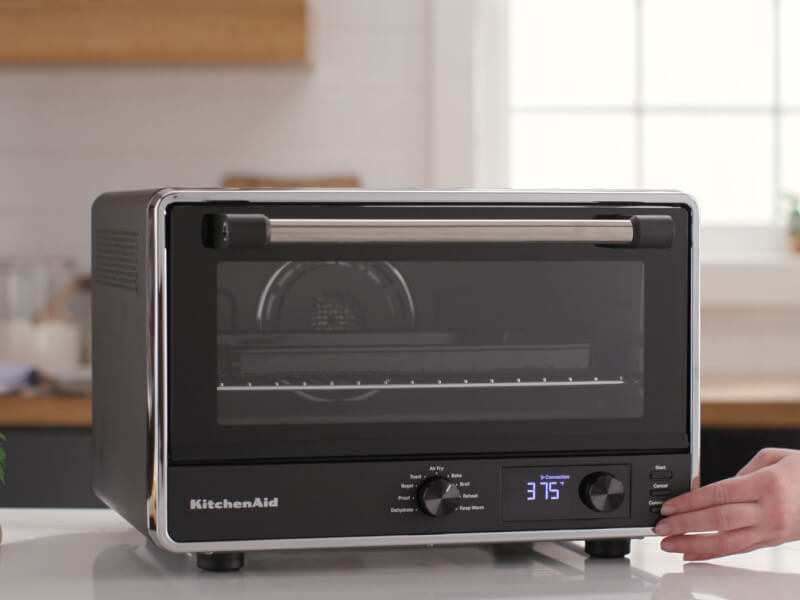A black KitchenAid® countertop oven A black KitchenAid® countertop oven
