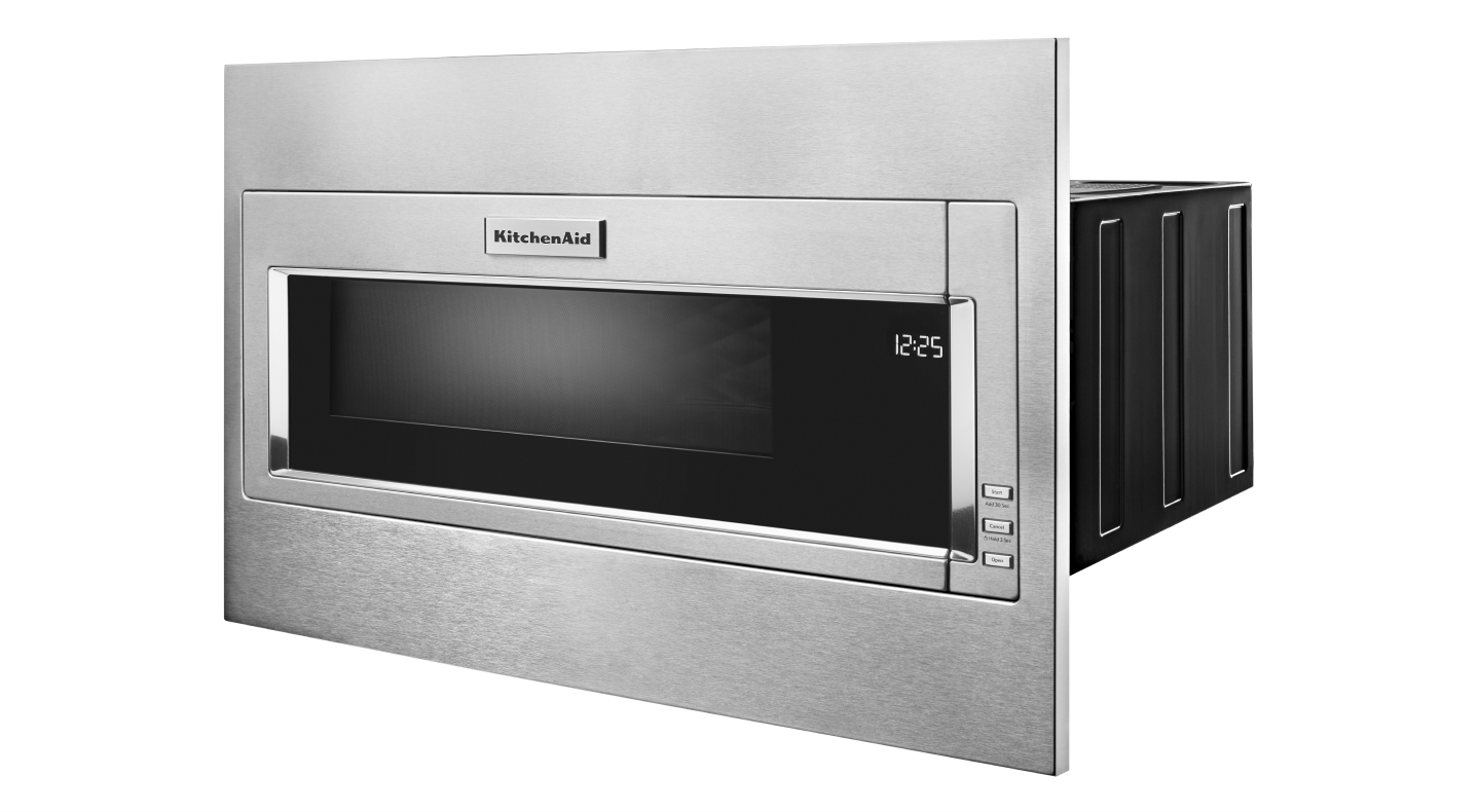 A stainless steel KitchenAid® built-in microwave A stainless steel KitchenAid® built-in microwave