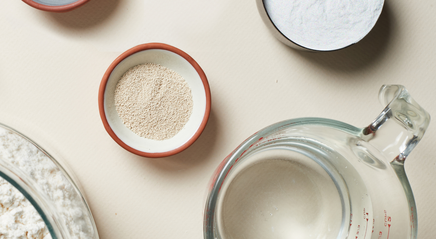 Dough ingredients on a countertop