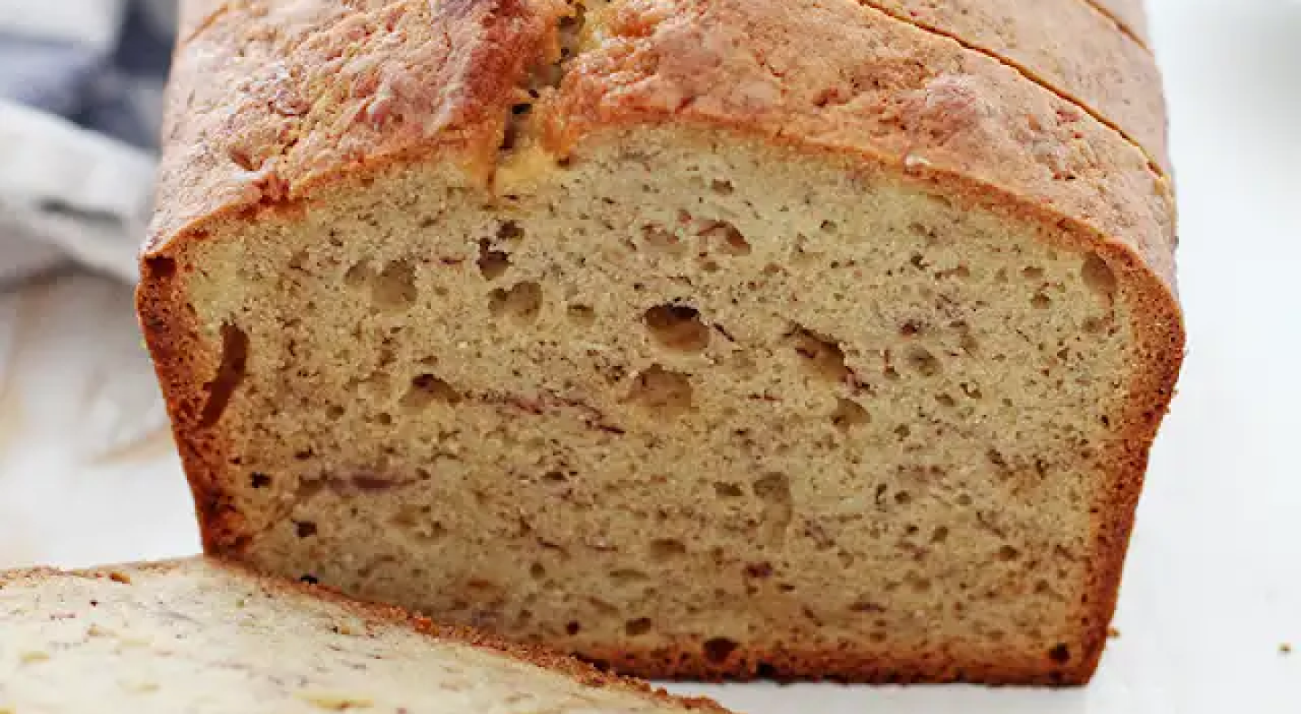 Close-up of sliced banana bread