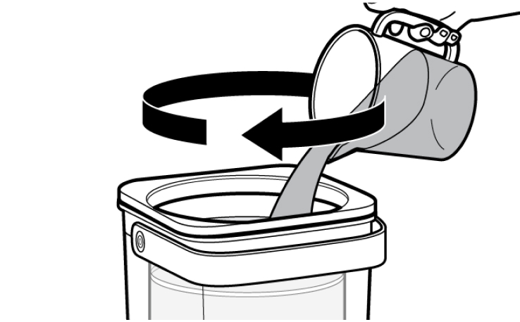 Hand pouring water into cold brew coffee maker