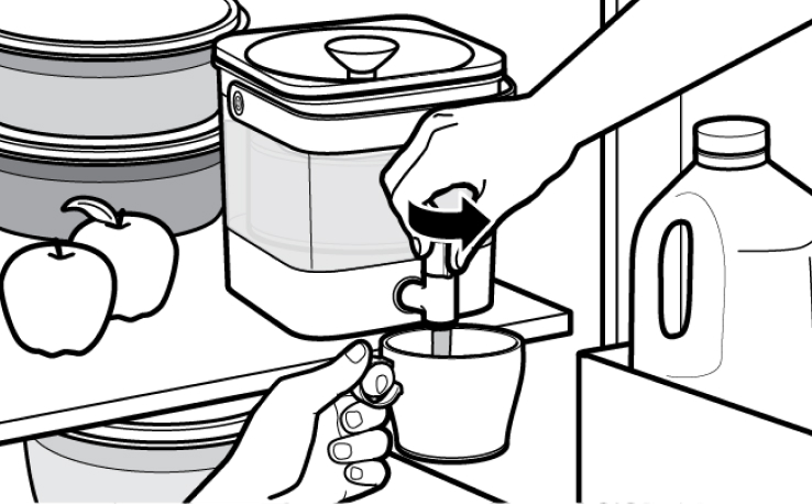 Hand dispensing cold brew coffee concentrate from maker