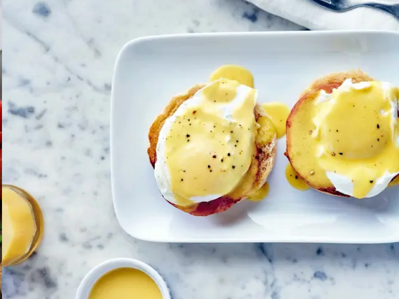 Plated eggs benedict Plated eggs benedict