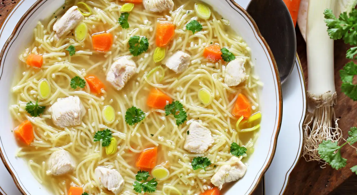 Bowl of homemade chicken noodle soup Bowl of homemade chicken noodle soup