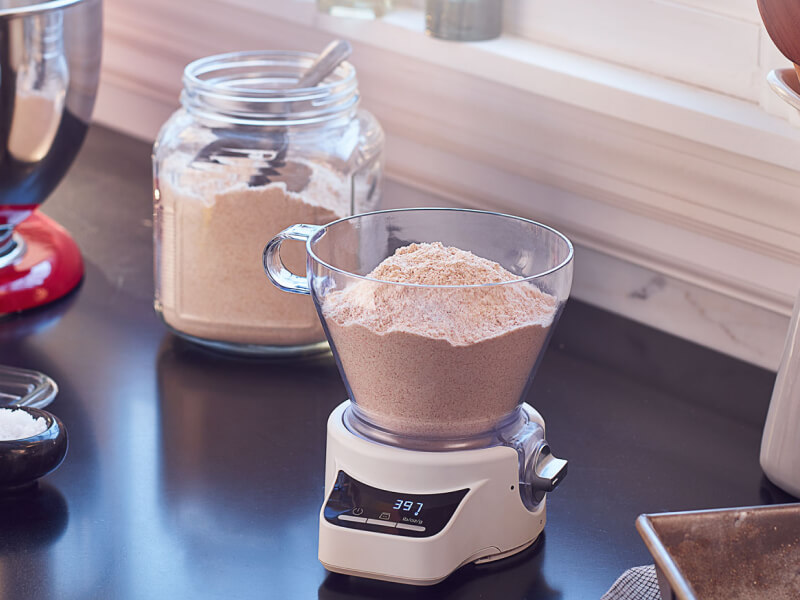 Hot chocolate mix in a food scale