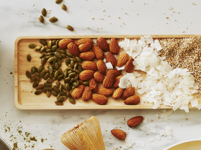 Seeds on a cutting board