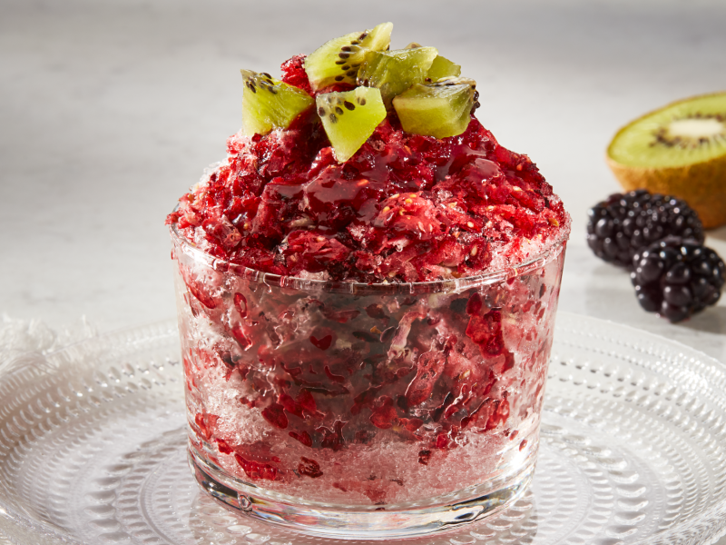 A dish of blackberry kiwi shave ice A dish of blackberry kiwi shave ice