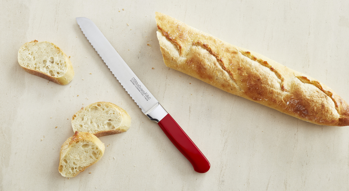 A baguette sliced into pieces A baguette sliced into pieces
