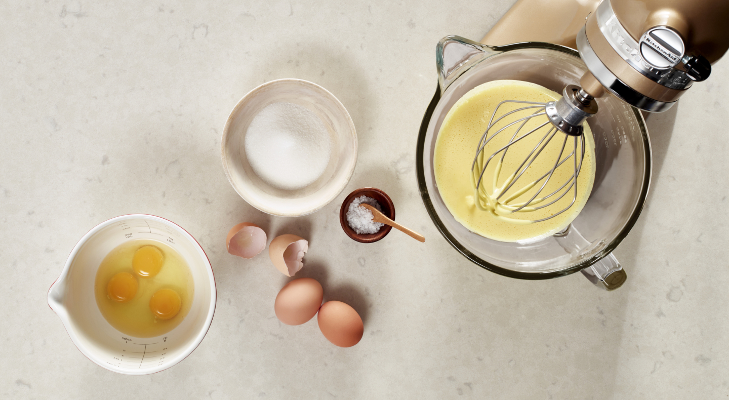 French toast ingredients prepared in a KitchenAid® stand mixer bowl French toast ingredients prepared in a KitchenAid® stand mixer bowl