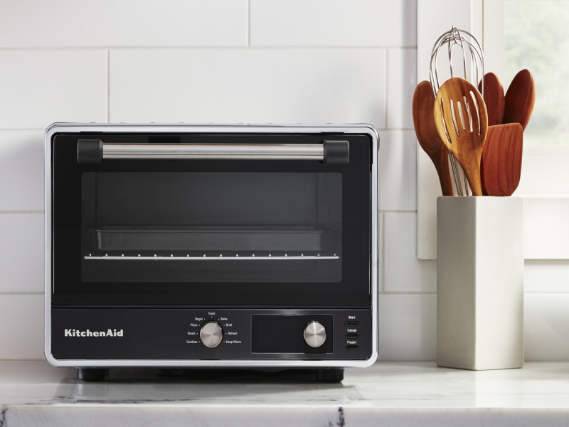 A black KitchenAid® countertop oven A black KitchenAid® countertop oven