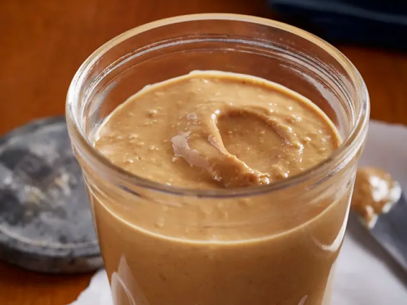 Jar of homemade peanut butter Jar of homemade peanut butter