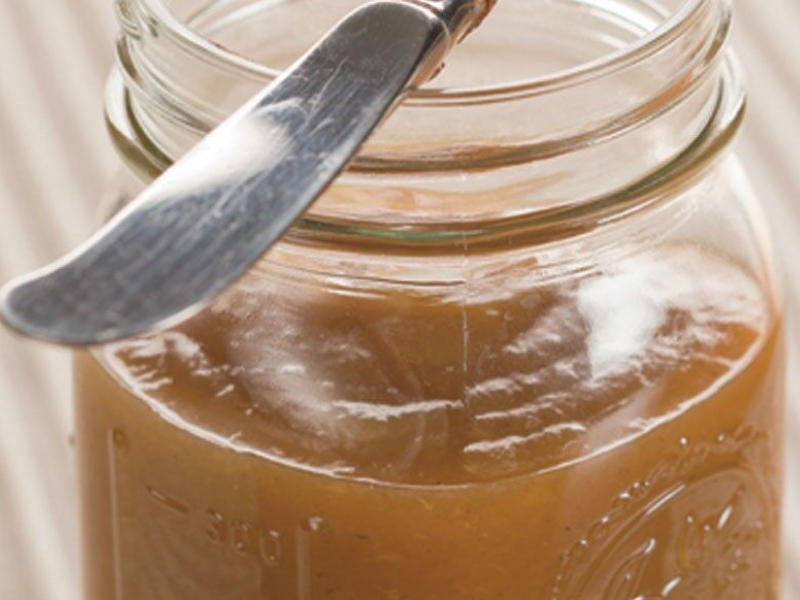Mason jar of homemade peanut butter