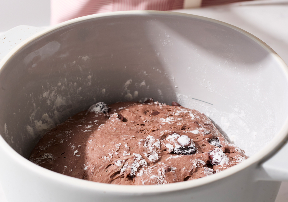 Rye dough proofing in bread bowl Rye dough proofing in bread bowl