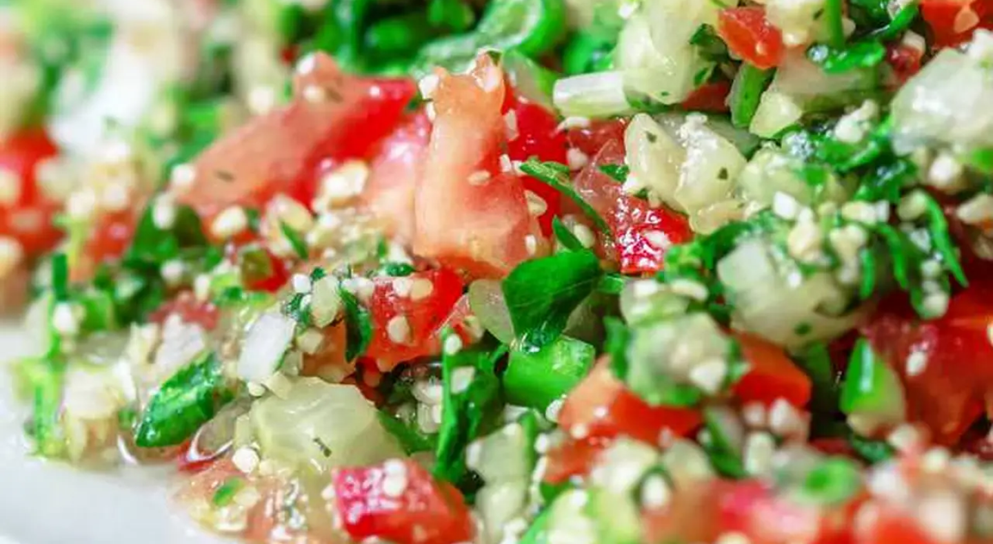 A close-up image of tabouli.