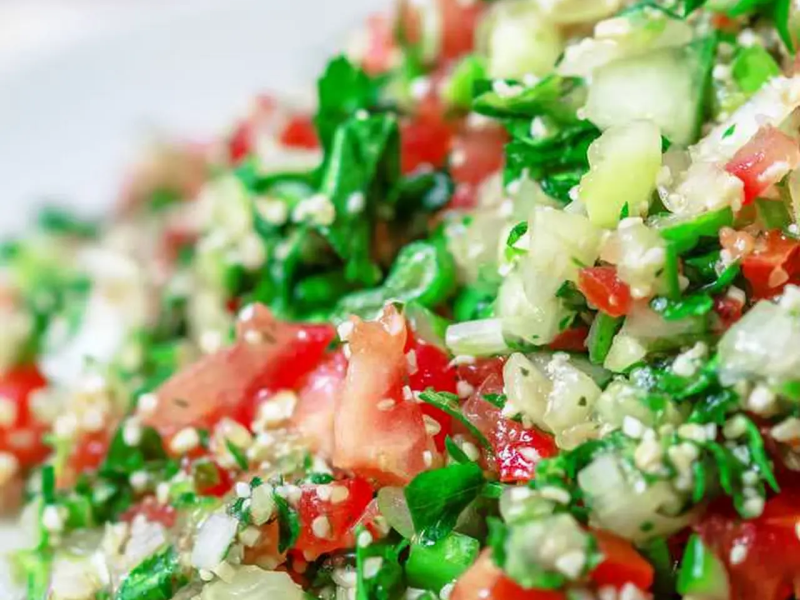 A close-up image of tabouli. A close-up image of tabouli.