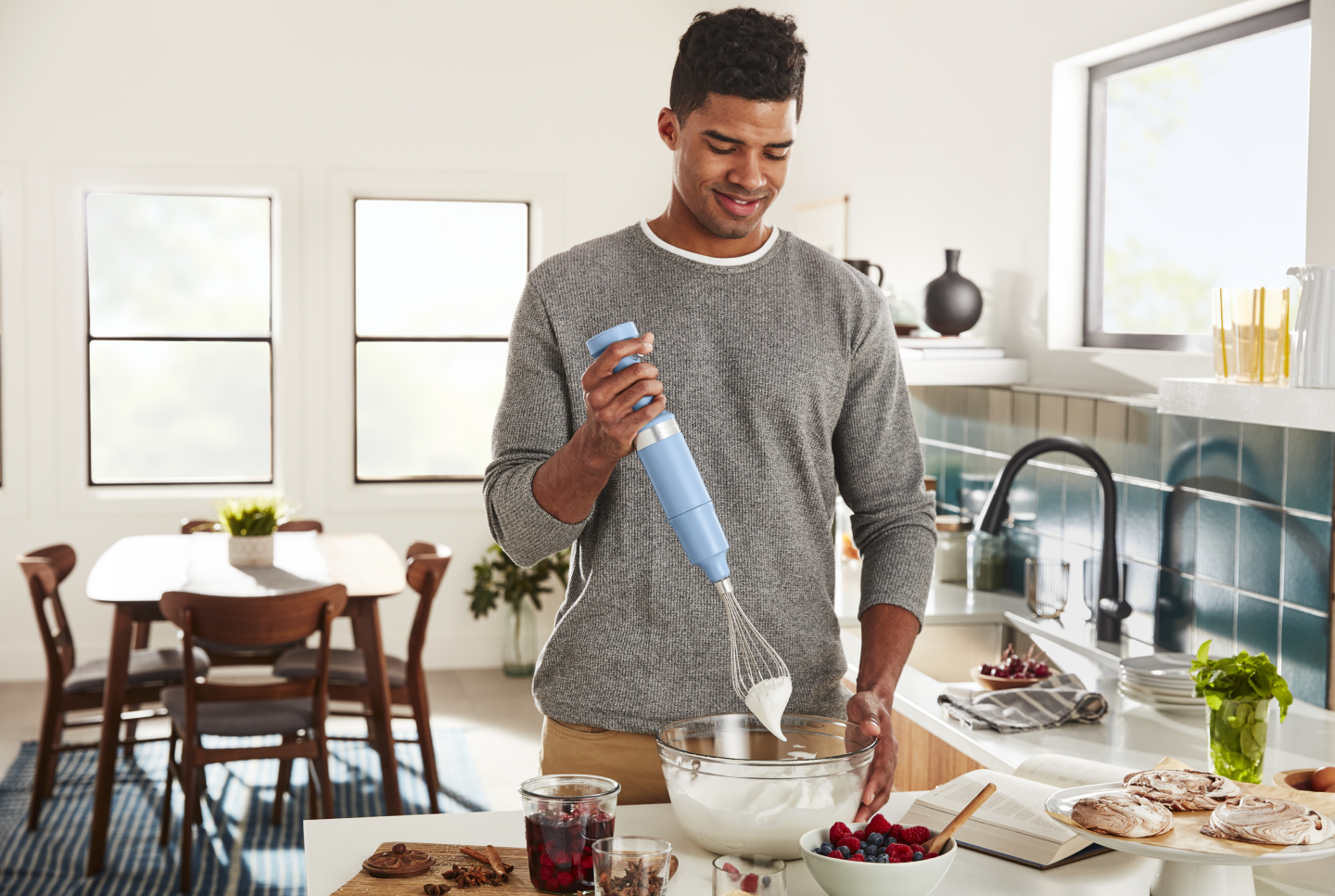 Maker using KitchenAid® immersion blender with wire whisk accessory Maker using KitchenAid® immersion blender with wire whisk accessory