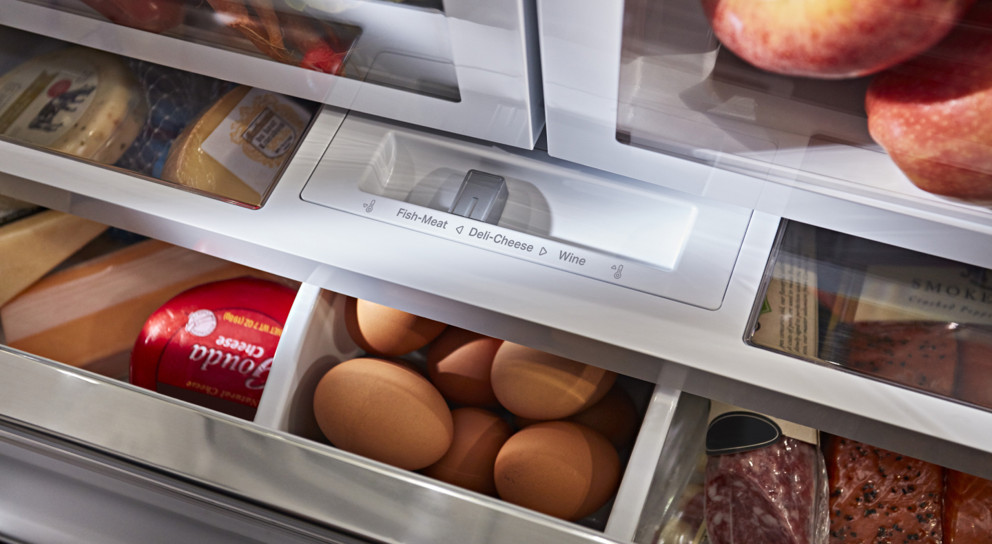 Eggs and cheese stored in deli drawers. Eggs and cheese stored in deli drawers.