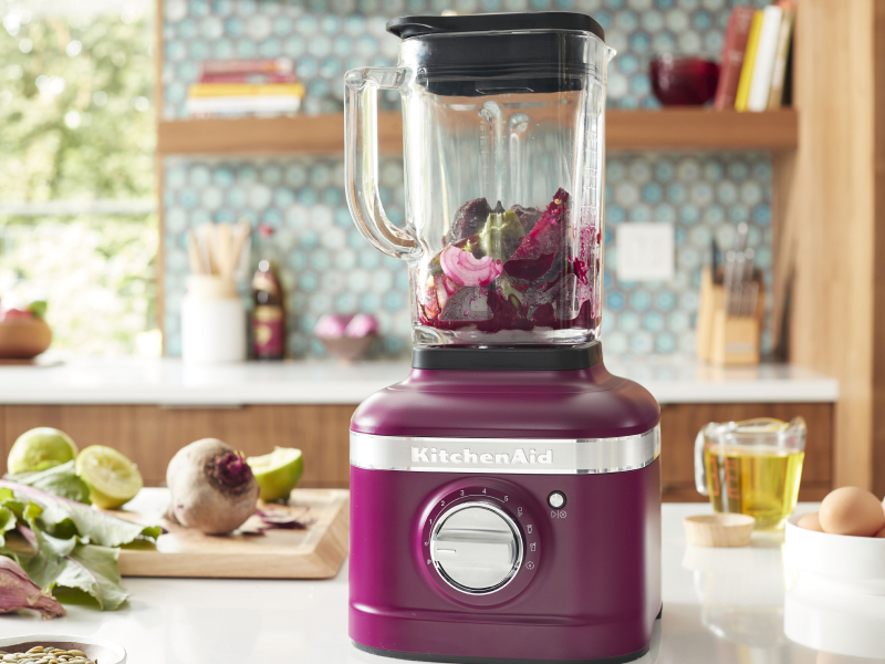 Beetroot KitchenAid® blender filled with various vegetables Beetroot KitchenAid® blender filled with various vegetables