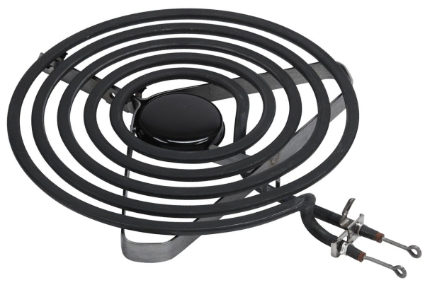 Removed electric stove coil burner with prongs