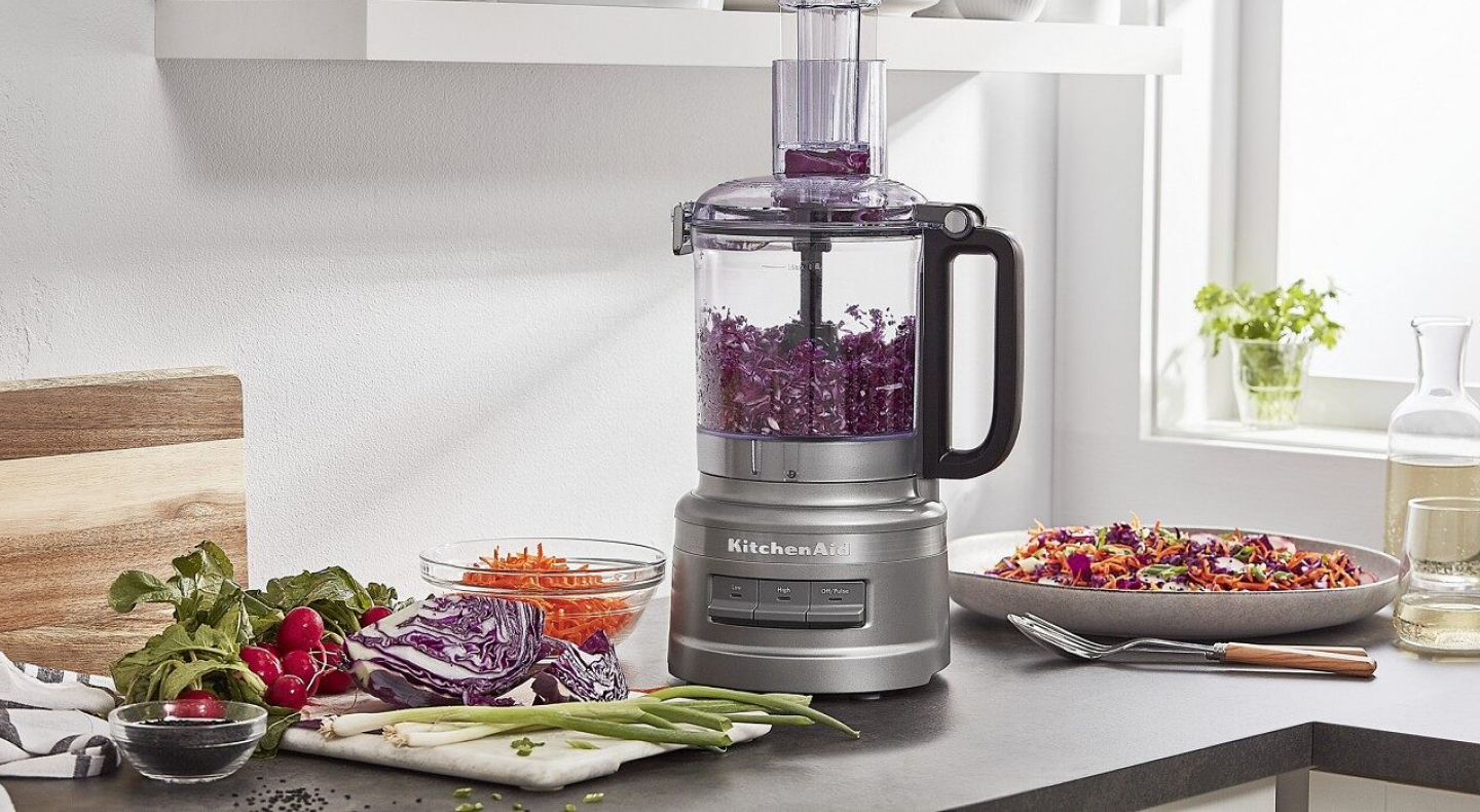 Cabbage inside a KitchenAid® food processor