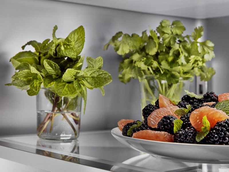 Fruit salad garnished with fresh mint Fruit salad garnished with fresh mint