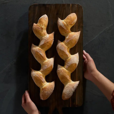 Two loaves of epi bread