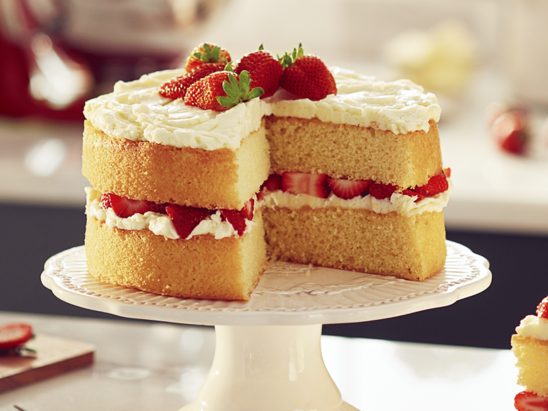 Cake with strawberry filling