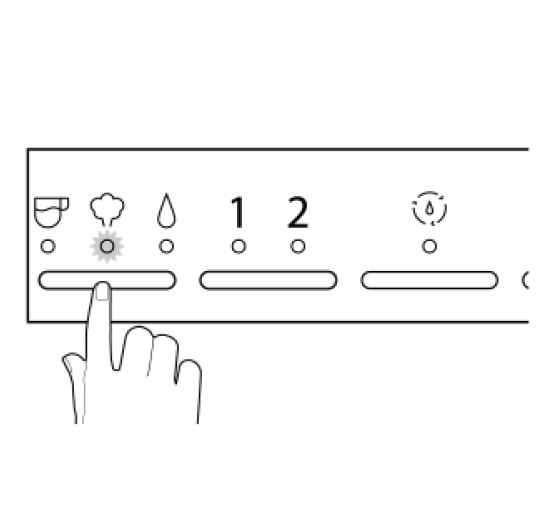 Hand pressing steam mode button