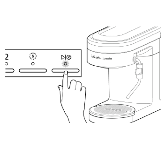 Hand pressing start button