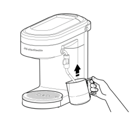 Hand raising pitcher to steam wand in order to froth milk