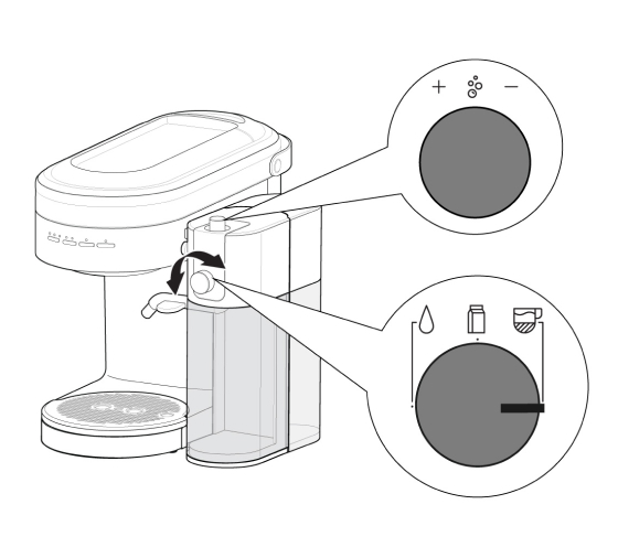 Close up of controls on the KitchenAid® Automatic Milk Frother Attachment