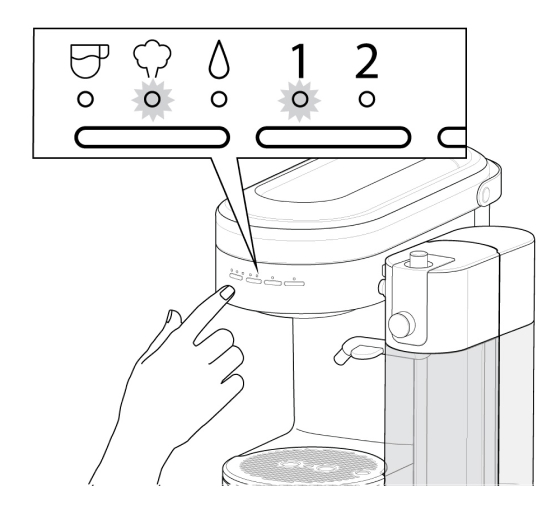 Hand selecting steam mode button