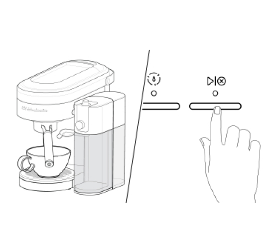 Hand pressing start button