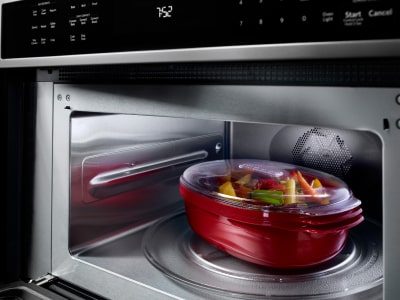 Large dish on microwave turntable