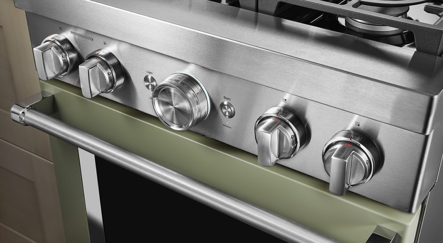 Avocado Cream KitchenAid® commercial-style gas range