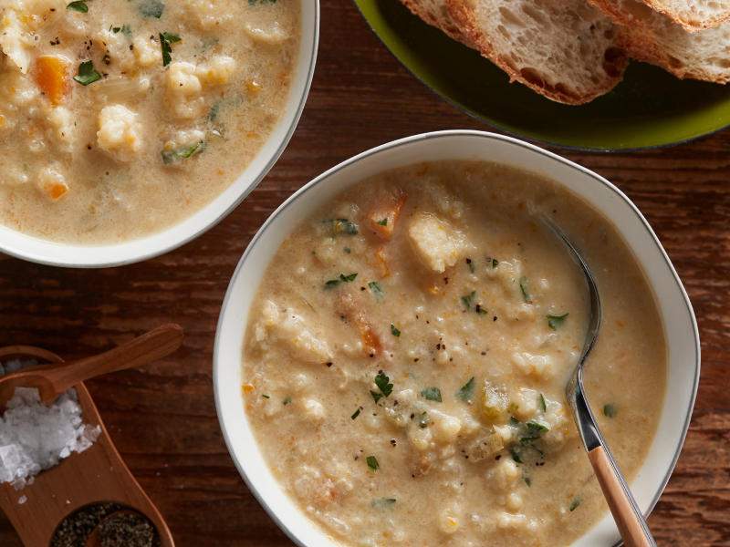 Bowls of cauliflower soup