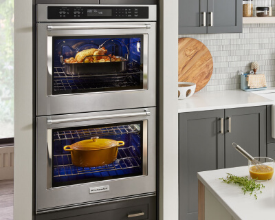 KitchenAid® double wall oven in a modern kitchen