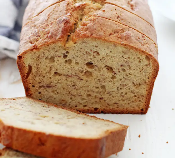 Homemade bread with slice cut off the end