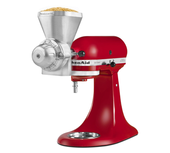 Empire Red KitchenAid® stand mixer with an All Metal Grain Mill