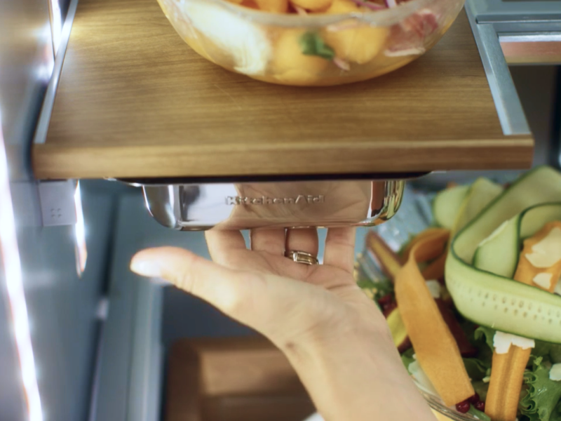 A slide-out drawer from KitchenAid brand.