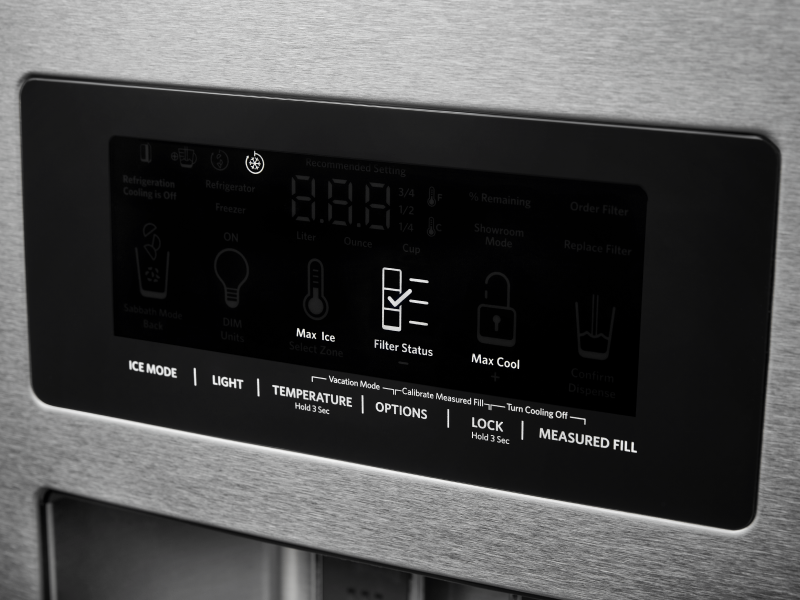 An external display panel on a KitchenAid® refrigerator.