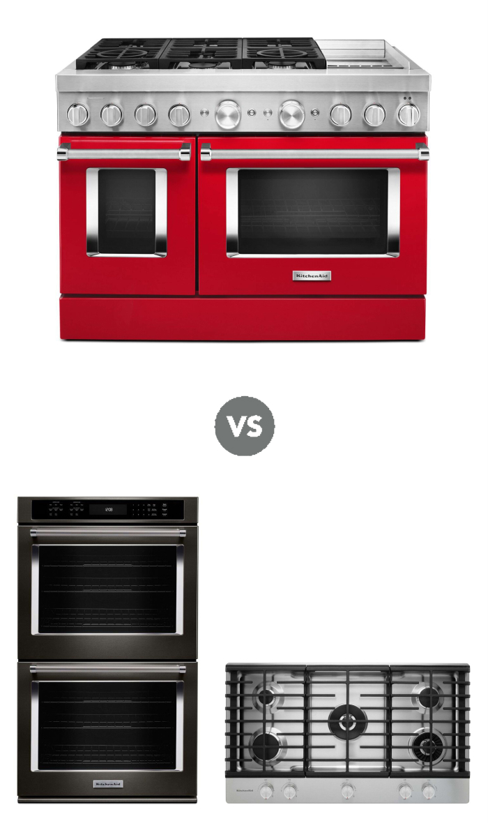 A range vs. oven. vs. cooktop diagram.